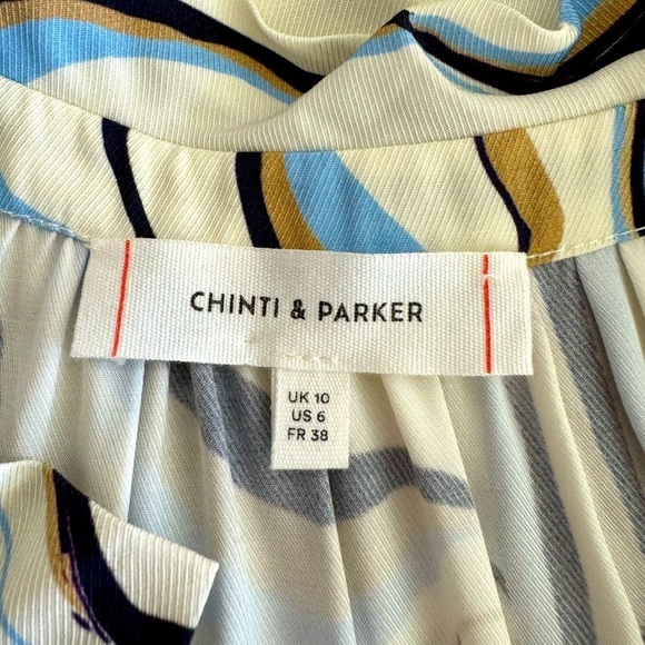 Chinti + Parker Marble Print Twill Ivory Mini Tunic Shift Dress Size 6 - Picture 8 of 11